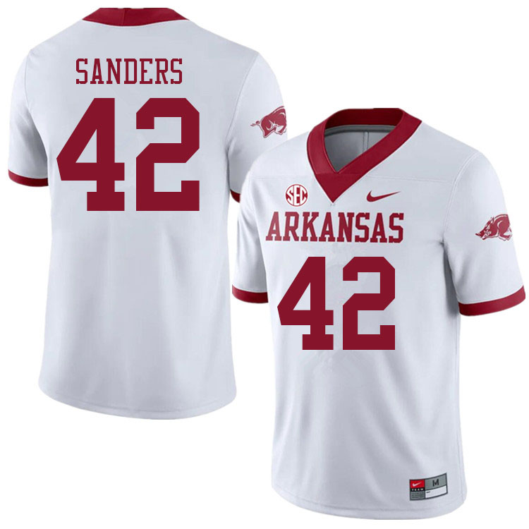 Men #42 Drew Sanders Arkansas Razorbacks College Football Jerseys Sale-Alternate White